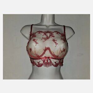 Honey Birdette Charlotta Red High-Neck Underwire Bra size 34B or 34D NWT